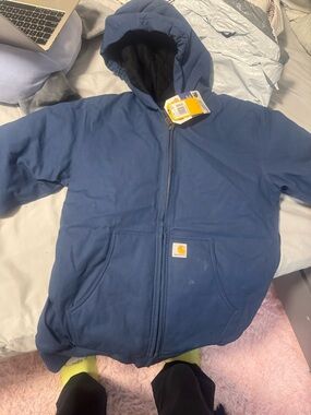 Carhartt Kids Navy Blue Hooded Puffer Jacket